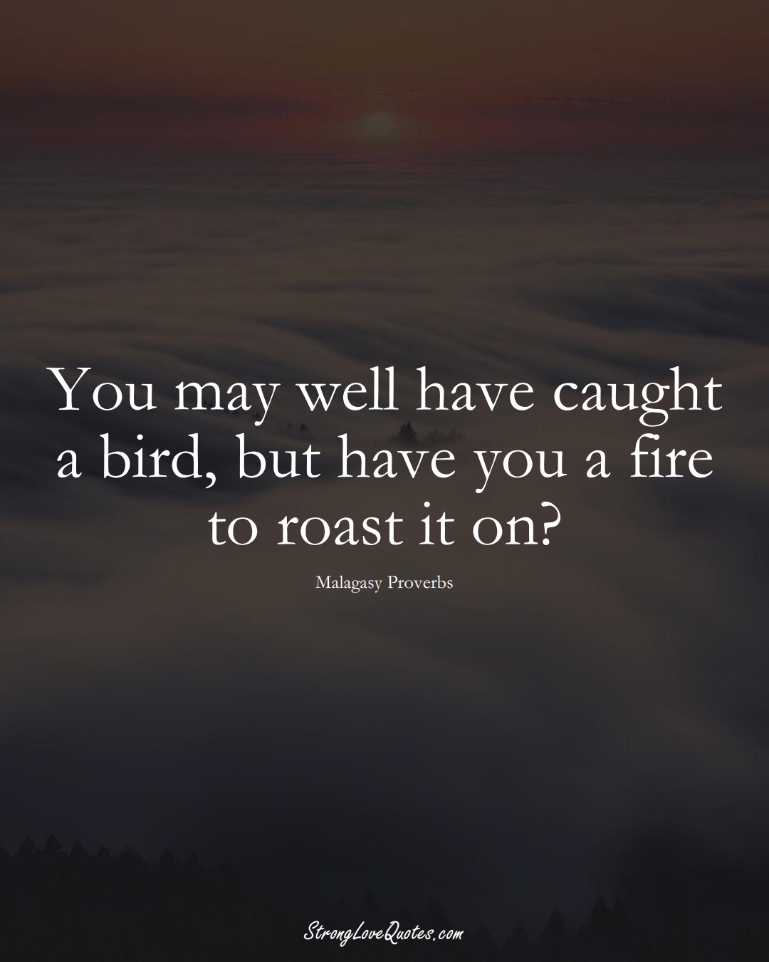 You may well have caught a bird, but have you a fire to roast it on? (Malagasy Sayings);  #AfricanSayings