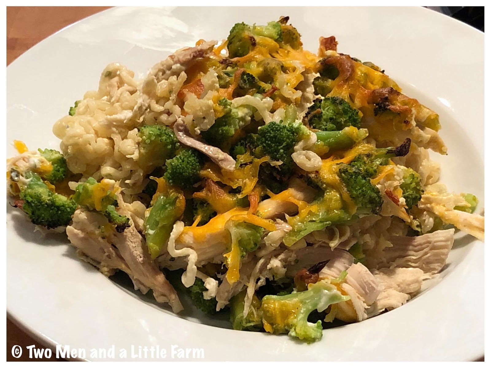 Two Men and a Little Farm RAMEN NOODLE CHICKEN BROCCOLI BAKE RECIPE