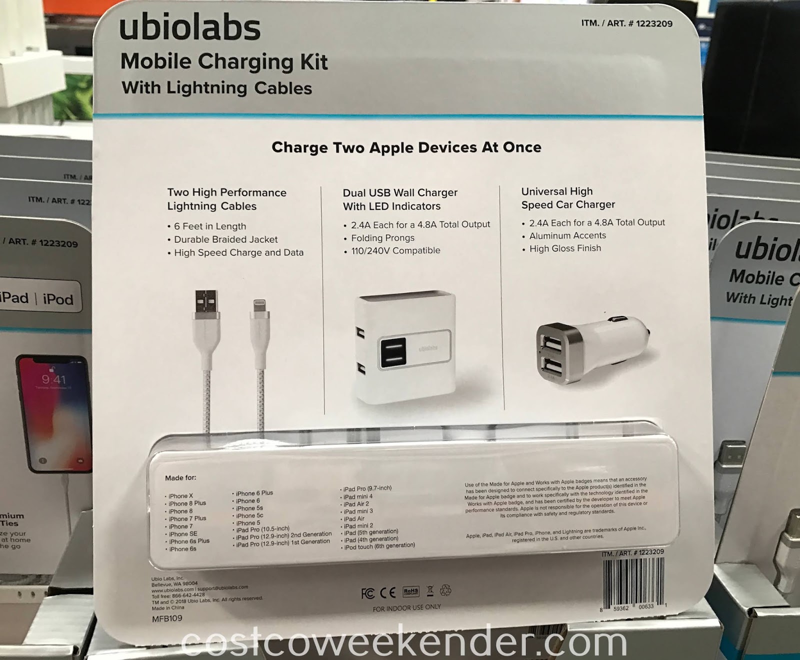 Ubio Labs Mobile Charging Kit with Lightning Cables Costco Weekender