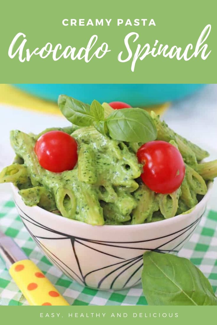 Avocado pasta sauce spinach