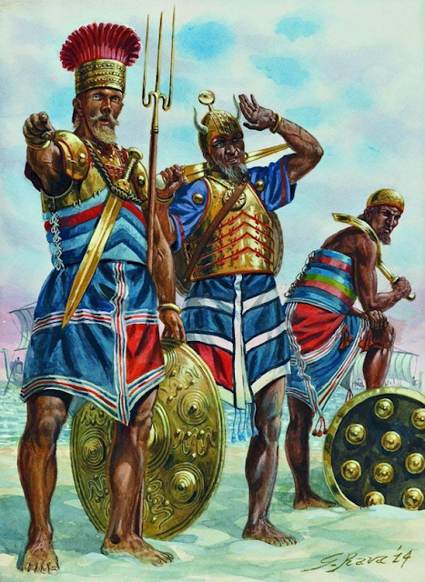 Воины «народов моря». Современная иллюстрация.