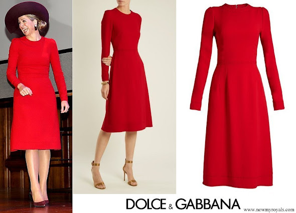 Queen Maxima wore DOLCE & GABBANA Contrast stitch cady dress