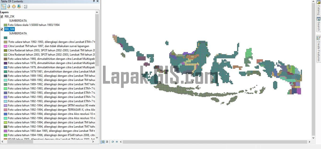 Tahun Pembuatan dan Sumber Data pada SHP Rupa Bumi Indonesia (RBI)