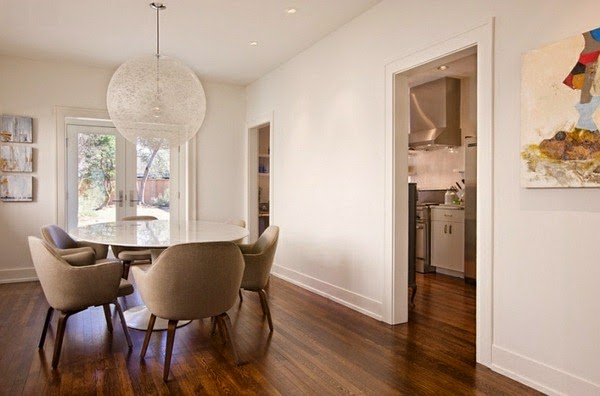 Large pendant lights in the dining room
