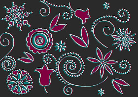 Muster mit Blumen und Punkten, bearbeitete Kreul-Vorlage