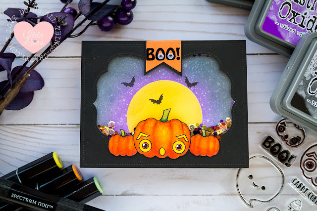 A Pumpkin Boo Shaker Card by ilovedoingallthingscrafty for Ink On 3