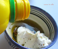 Ensalada de hinojo, ciruelas y melón,  con salsa de queso sin lactosa