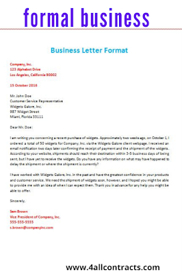 Formal business letter template