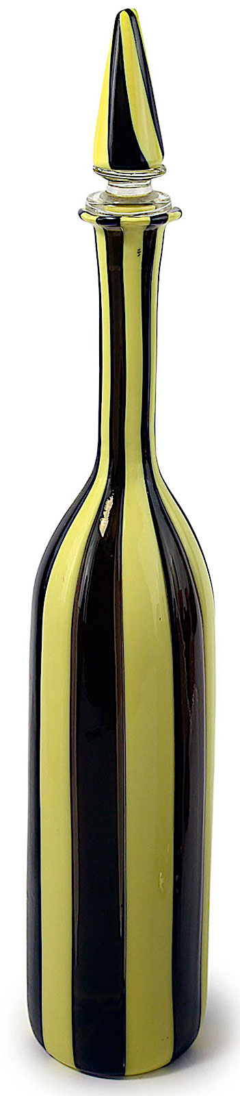 Murano glass 1956 a yellow and black Murano glass bottle 1956