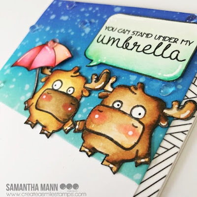 Under My Umbrella Card by Samantha Mann for Create a Smile Stamps, Cards, Card Making, Handmade Cards, Distress Inks, Ink Blending, #createasmile #createasmilestamps #distressinks #inkblending #cards #cardmaking