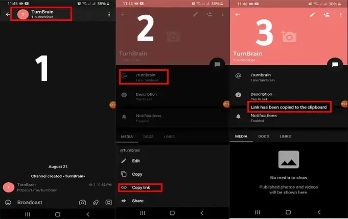 طريقة نسخ رابط القناة في تلجرام