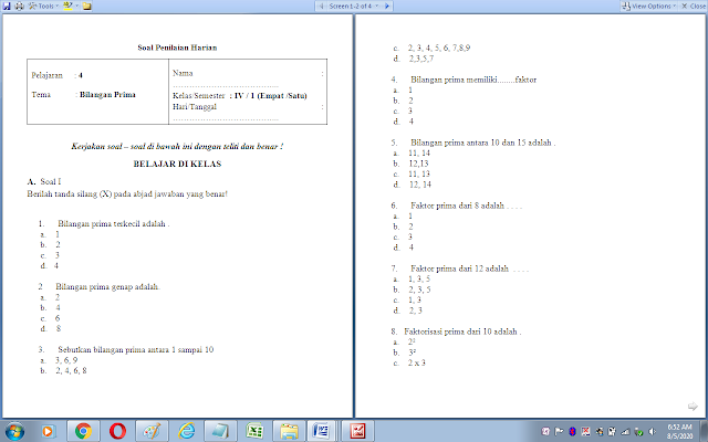 Soal ulangan harian matematika kelas 4 sd: bilangan prima