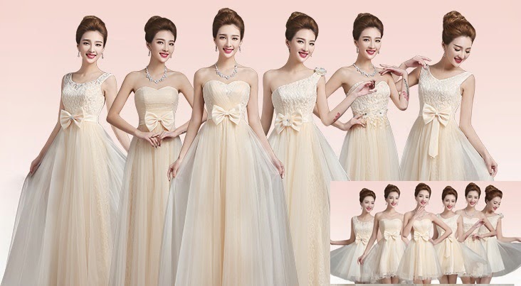 Six-Design Rose Pattern Lace with Flare Net Lace Overlay Bridesmaid Dress