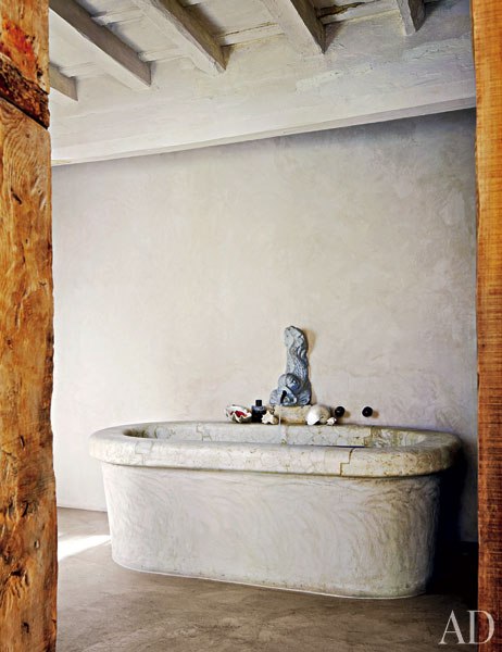 Bath in Katia and Marielle Labèque's Tuscan Home by Axel Vervoordt Architectural Digest