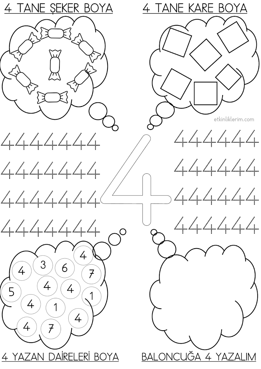 4 Rakamı Baloncuklu Etkinlik