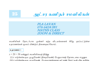 அட்சரகணிதச் சமனிலிகள்|தரம் 10|மூன்றாம் தவணை|அலகு 24||Algebraic