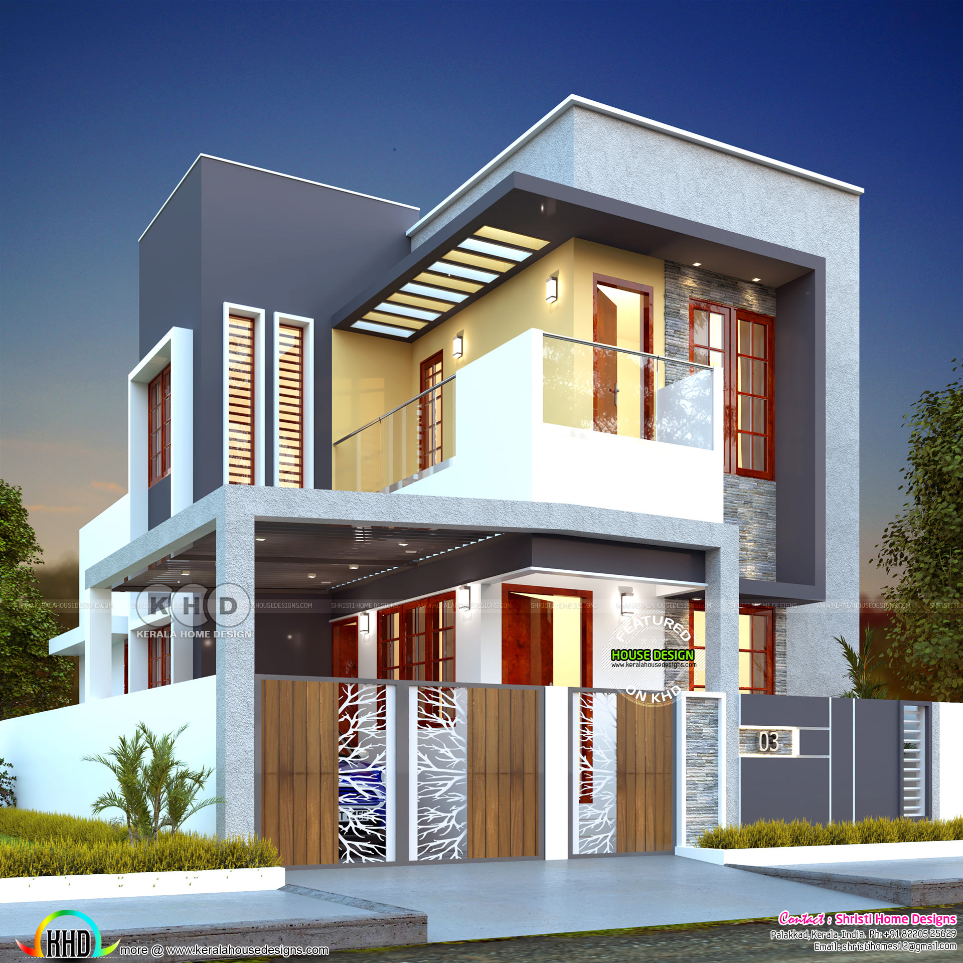 Modern contemporary home design by Shristi Home Designs Kerala Home