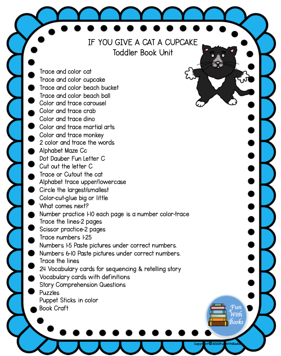 IF YOU GIVE A CAT A CUPCAKE TODDLER BOOK UNIT & CRAFT Book Units by Lynn