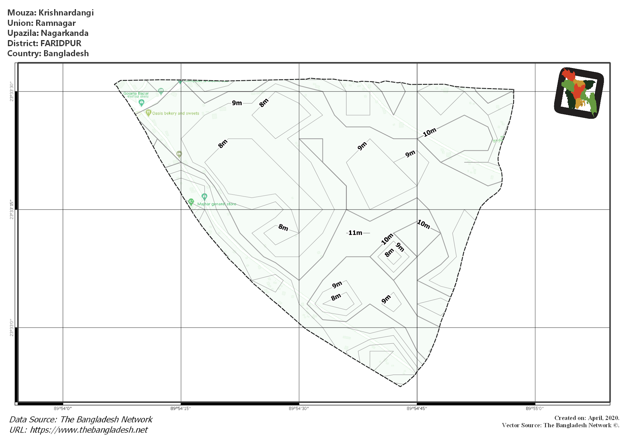 Map of Krishnardangi Mouza of Nagarkanda Upazila, FARIDPUR Map of Krishnardangi Mouza of Nagarkanda Upazila, FARIDPUR, Bangladesh.