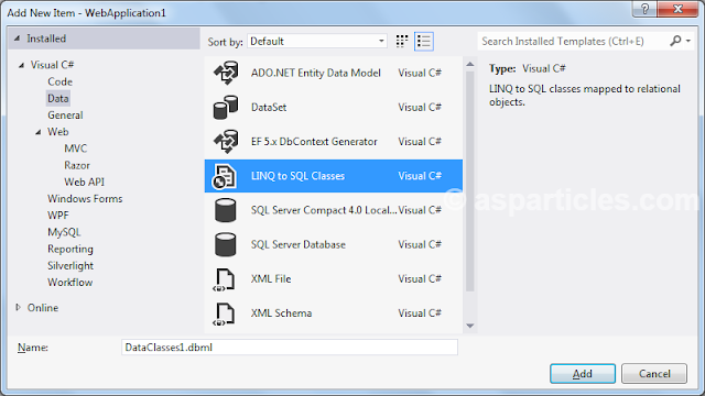 add linq to sql class add linq to sql class