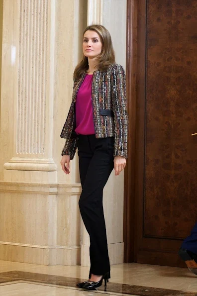 Prince Felipe and Princess Letizia of Spain attended several audiences at the Zarzuela Palace in Madrid