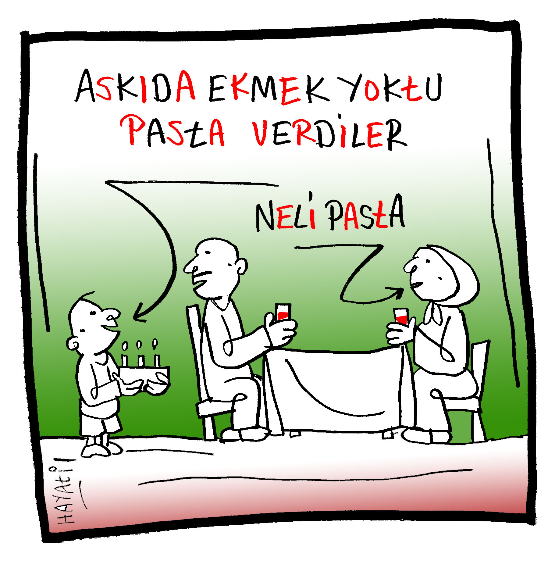DALGA Askıda ekmek bulamazsanız pasta yiyin… Karikatür Hayati