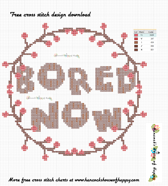 Be My Anti-Valentine! Bored Now Snarky Cross Stitch Pattern Free to Download