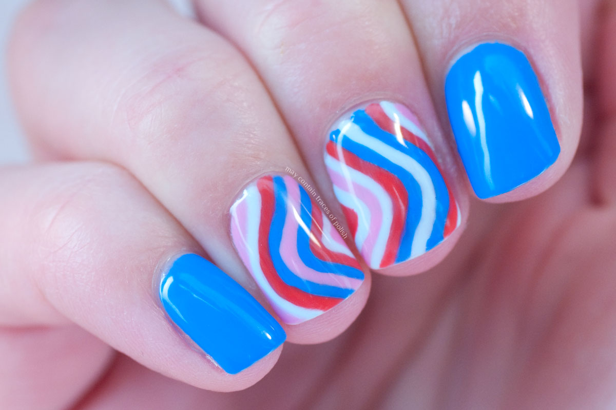 Gel Striped Nail Art Design - May contain traces of polish