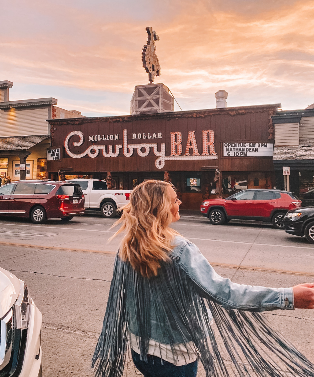 The Million Dollar Cowboy Bar is an Iconic photo spot in Jackson Wyoming