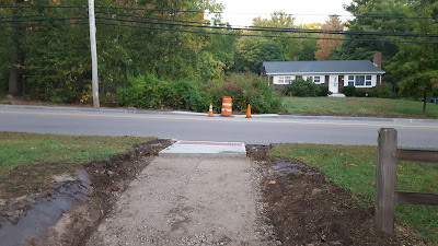 new crosswalk being added on Pleasant St to enable access to the DelCarte property  and foster walking on the newly installed sidewalk