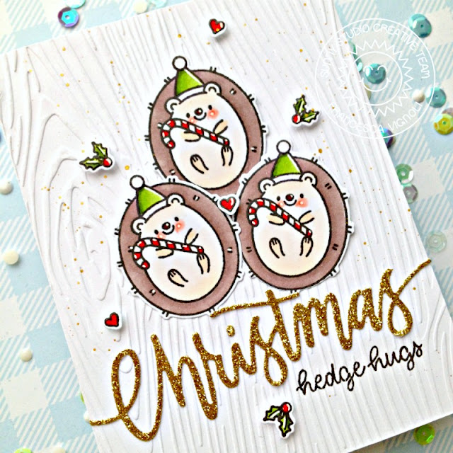 Sunny Studio Stamps: Hedgey Holidays Alpaca Holiday Christmas Garland Frame Dies Hedgehog Themed Christmas Card by Franci Vignoli