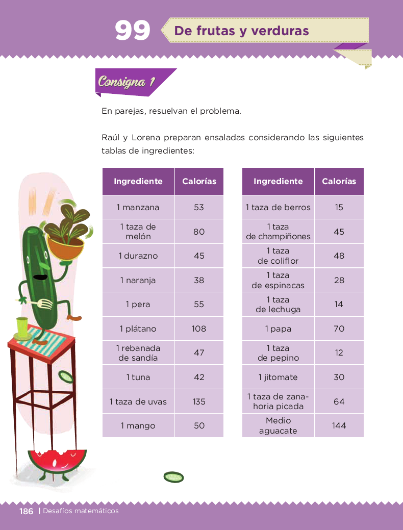 De frutas y verduras - Desafios matemáticos 4to Bloque 5 2014-2015