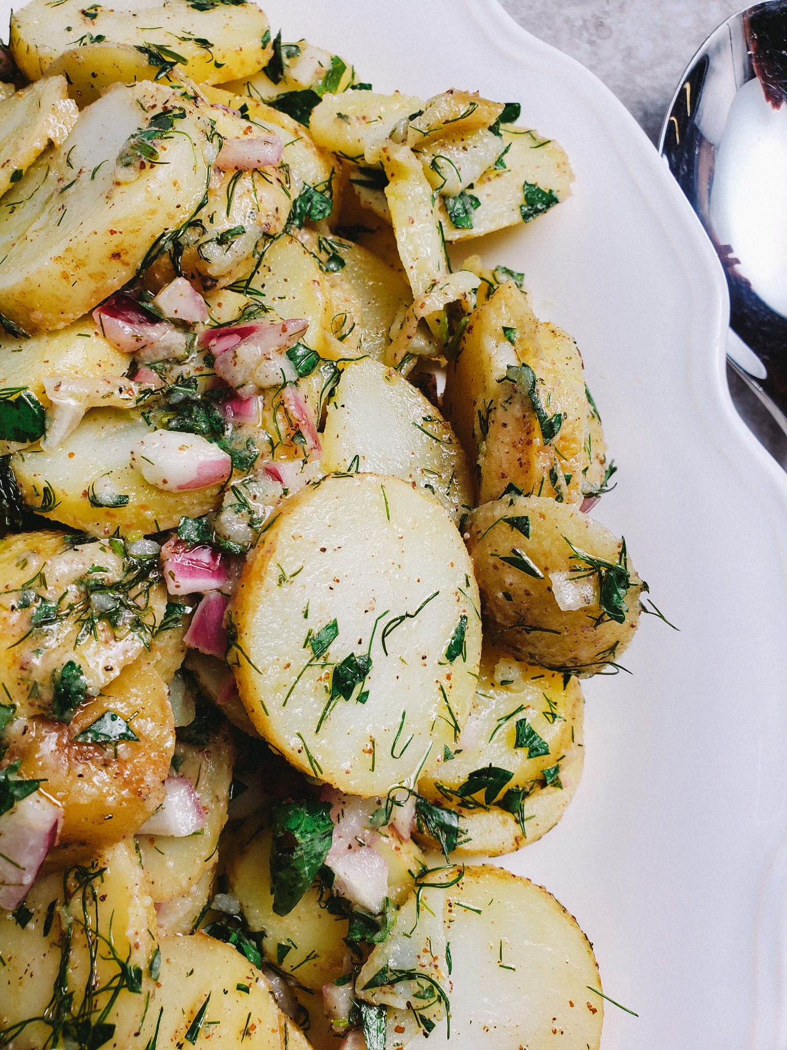 Slice of Southern Light and Healthy Mediterranean Style Potato Salad