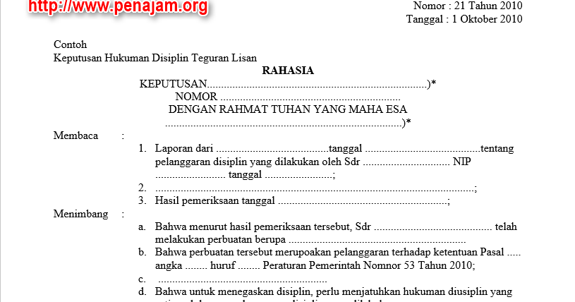 Contoh Surat Panggilan Pns Tidak Masuk Kerja - Contoh AJa