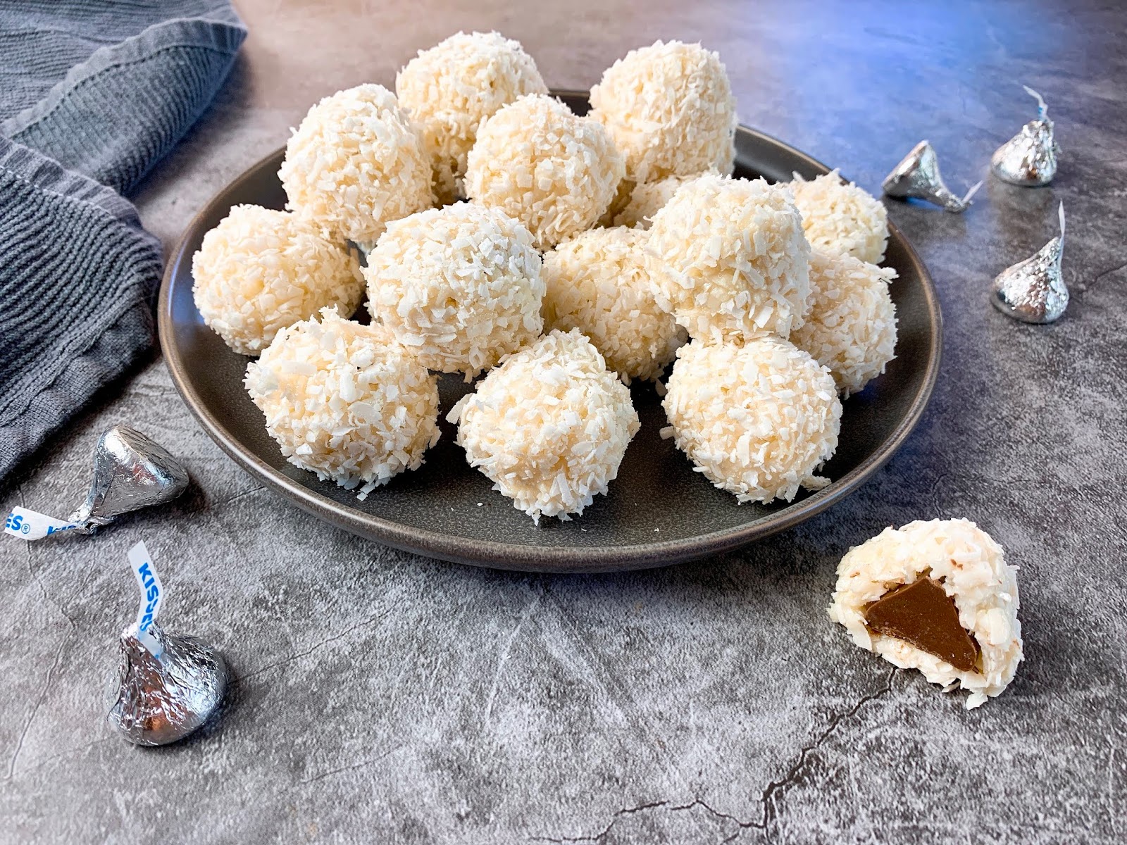 Three Ingredient Coconut Balls with Chocolate Kisses