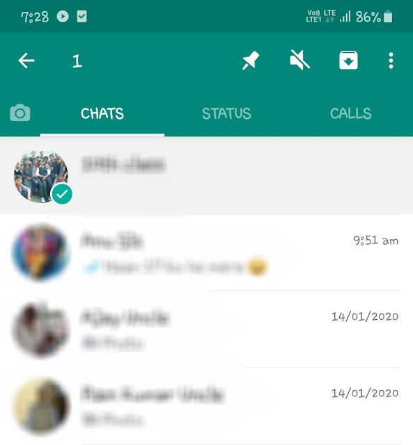 Hide group from your WhatsApp chats
