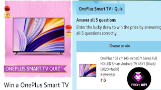 Amazon OnePlus Smart TV Quiz Answers Win Android TV