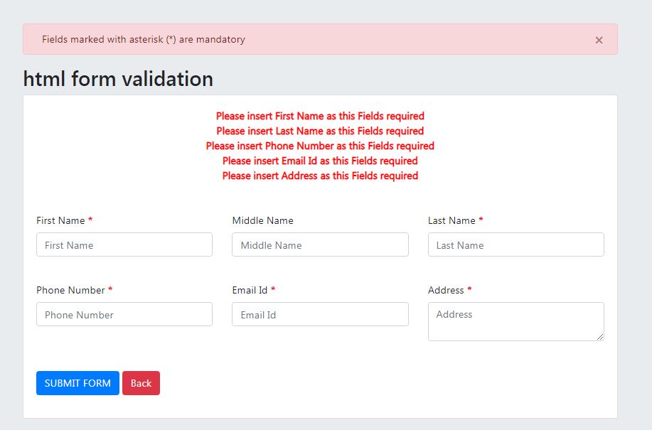 Html5 jQuery form validation