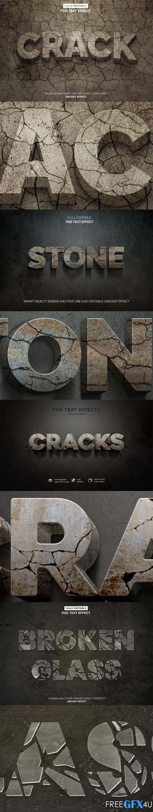 3D Crack Stone PSD Broken Glass Text Effects