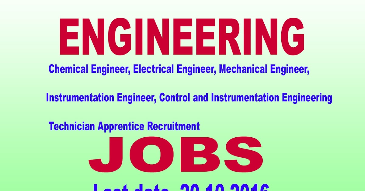 ENGINEERING JOBS Chemical Engineer, Electrical Engineer, Mechanical Engineer, Instrumentation