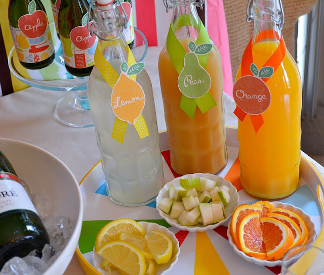 Toast In The New Year Brunch mimosa bar fruit labels