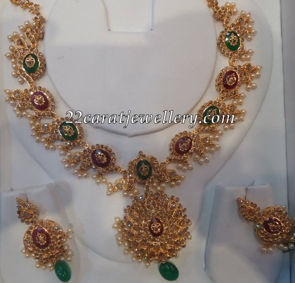 gold haram designs in 45 grams gold necklace
