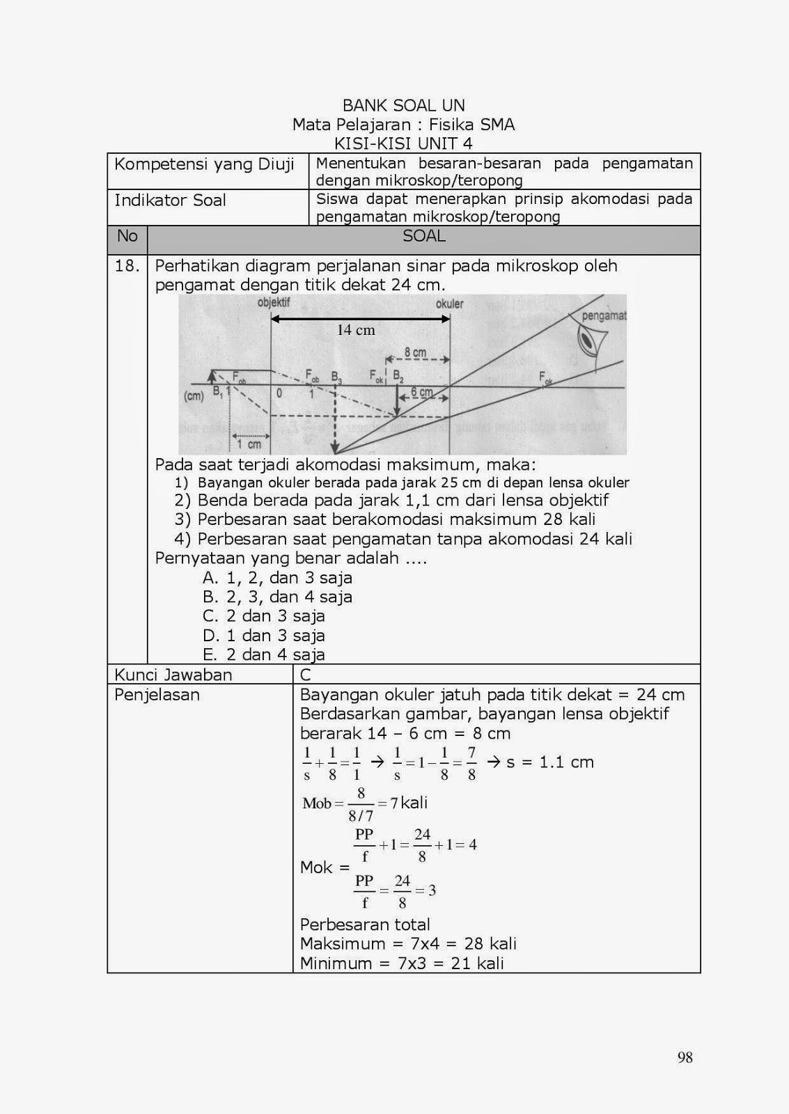 Ilmu Pengetahuan 2 Contoh Soal Fisika Mikroskop
