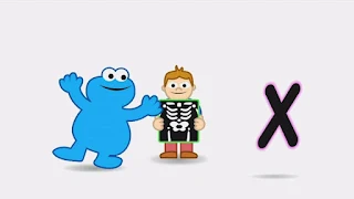 animated cartoon Cookie Monster sings a song about the X sound in the word X-ray, Sesame Street Episode 4313 The Very End of X season 43