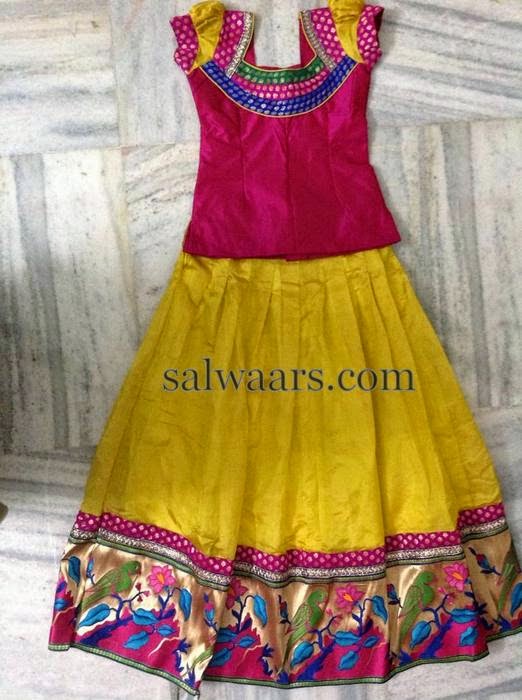 Yellow Lehenga Pythani Border - Indian Dresses