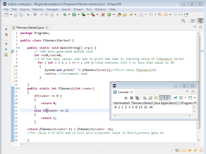 Fibonacci Series program in Java