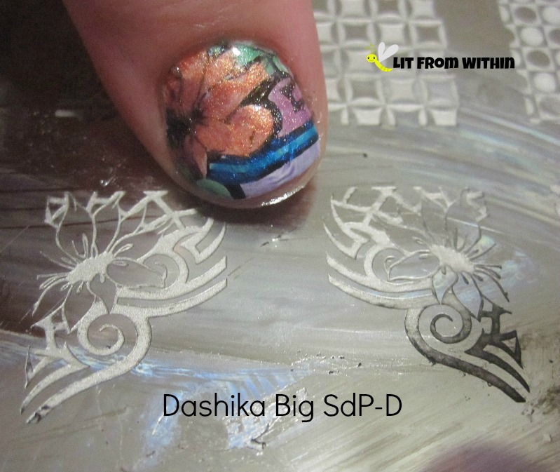 stamped using Cult Nails Nevermore and Dashika Big SdP - D plate
