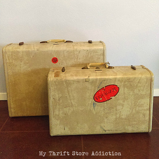 vintage Samsonite luggage as decorative storage