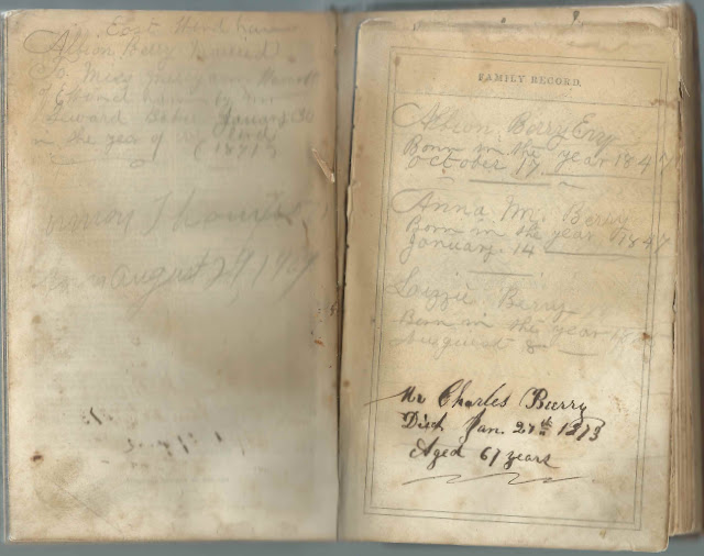 Heirlooms Reunited Bible of Albion Berry and Mercy Ann (Wescott) Berry of Gray, Maine, and