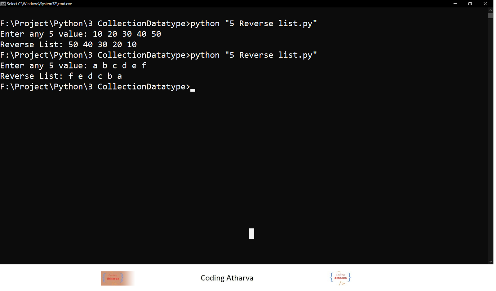 19 Program to reverse a list using Python ~ Coding Atharva
